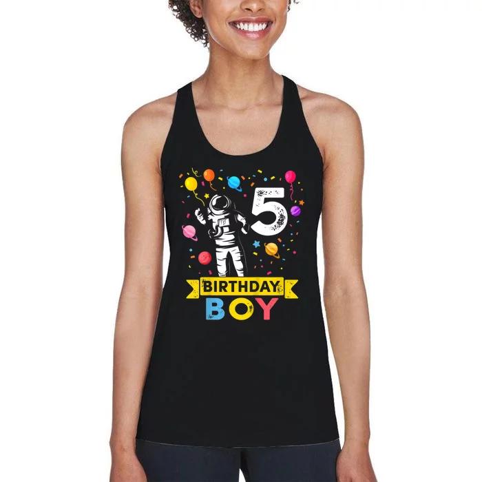 K.i.d.s 5 Year Old Boy Astronaut 5th Birthday Boy Women's Racerback Tank