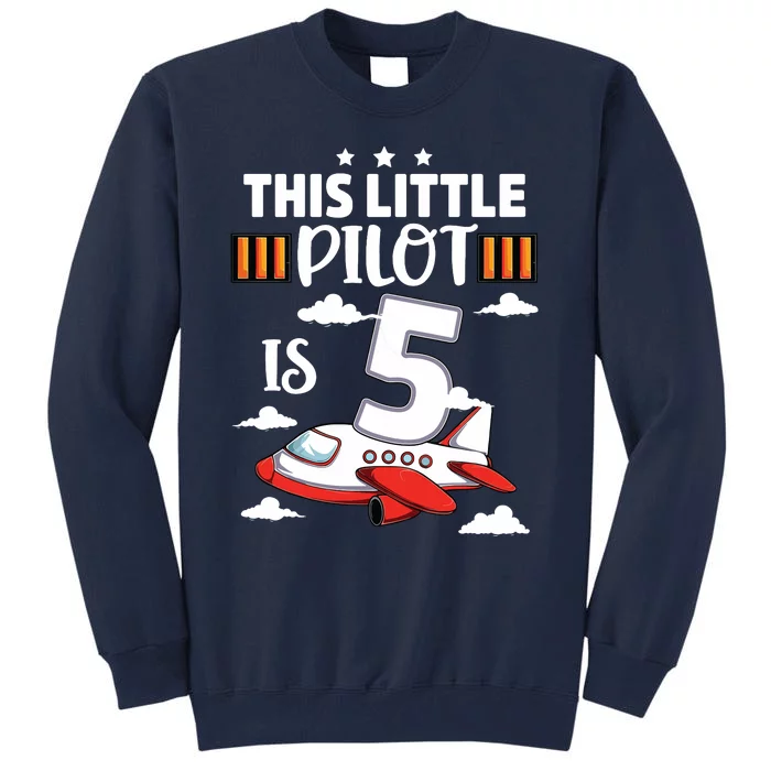 Kids 5 Year Old Boy Girl Airplane Pilot 5th Birthday Aircraft Tall Sweatshirt