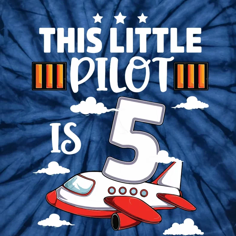 Kids 5 Year Old Boy Girl Airplane Pilot 5th Birthday Aircraft Tie-Dye T-Shirt