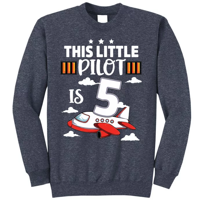 Kids 5 Year Old Boy Girl Airplane Pilot 5th Birthday Aircraft Sweatshirt