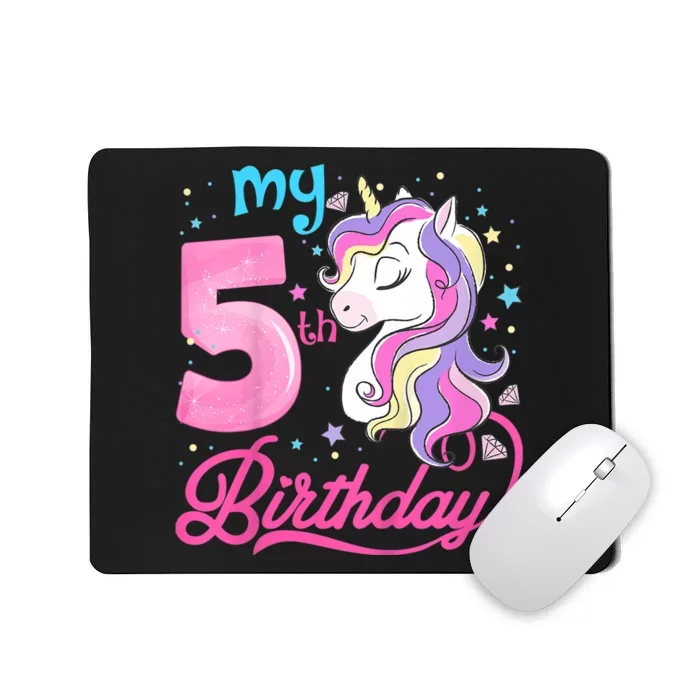 K.i.d.s 5 Years Old Unicorn Face 5th Birthday Girl Unicorn Party Mousepad