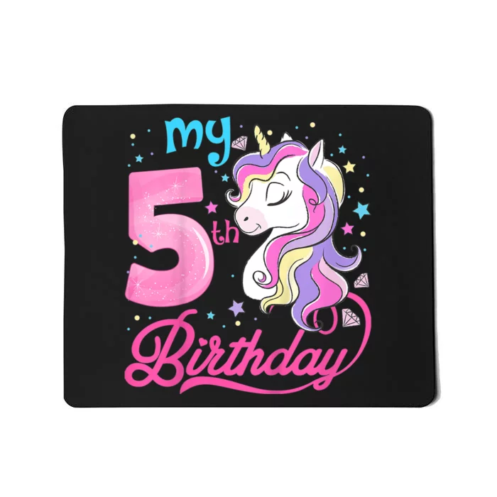 K.i.d.s 5 Years Old Unicorn Face 5th Birthday Girl Unicorn Party Mousepad