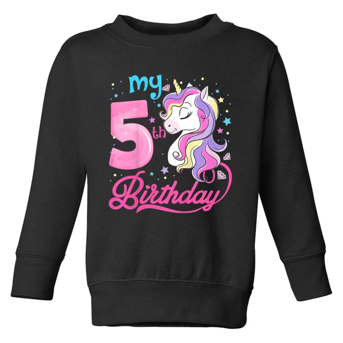 K.i.d.s 5 Years Old Unicorn Face 5th Birthday Girl Unicorn Party Toddler Sweatshirt