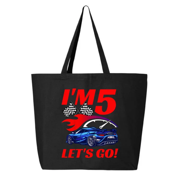 Kids 5 Year Old 5th Racing Racecar Birthday Party 25L Jumbo Tote