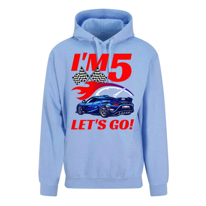 Kids 5 Year Old 5th Racing Racecar Birthday Party Unisex Surf Hoodie