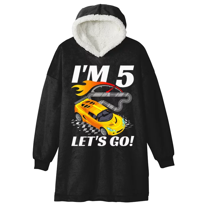 Kids 5 Year Old 5th Racing Racecar Birthday Party Hooded Wearable Blanket