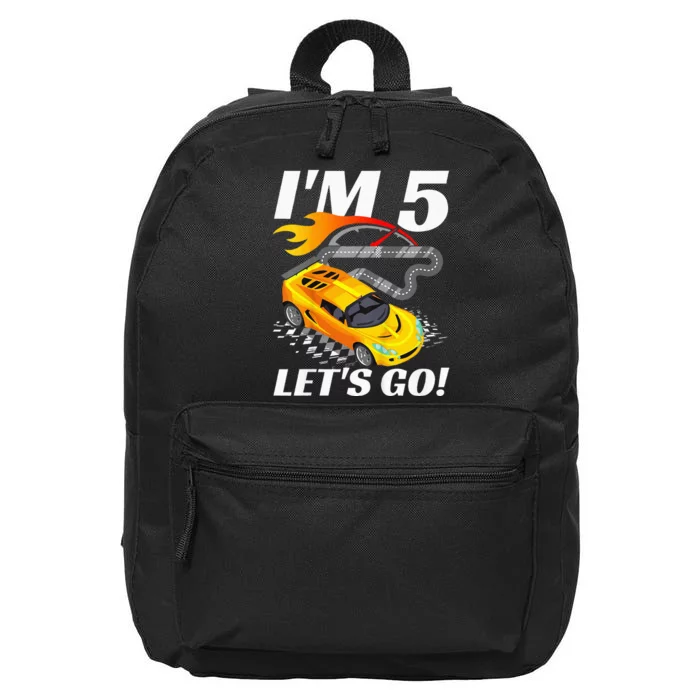 Kids 5 Year Old 5th Racing Racecar Birthday Party 16 in Basic Backpack