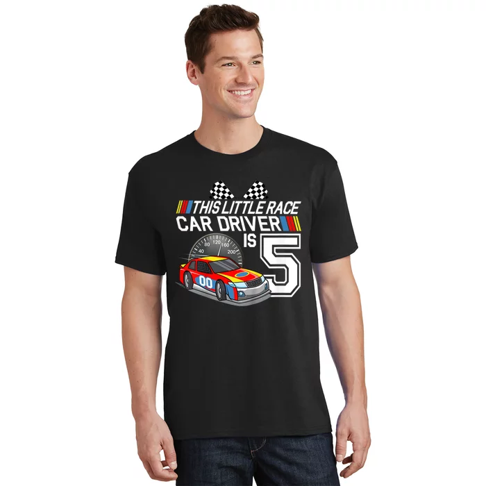 Kids 5 Year Old Race Car Birthday 5th Stock Car Racing Party T-Shirt