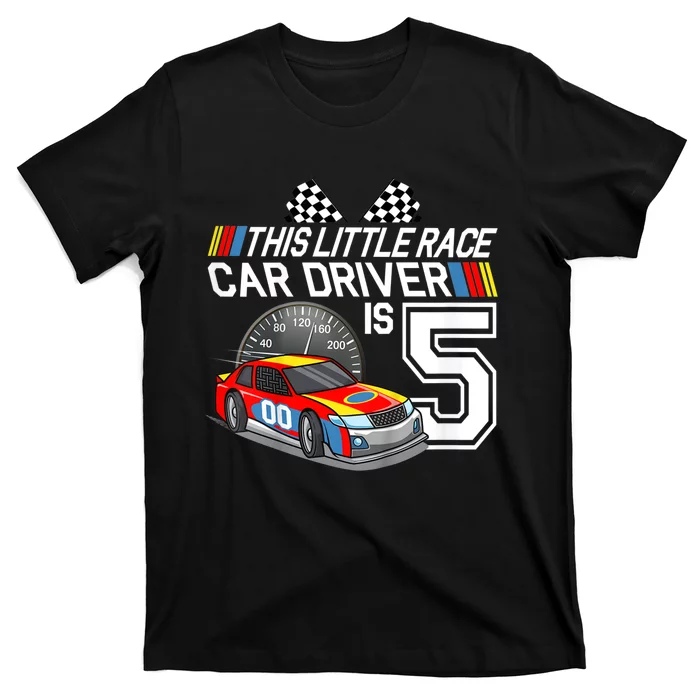 Kids 5 Year Old Race Car Birthday 5th Stock Car Racing Party T-Shirt