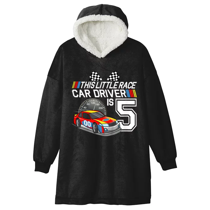 Kids 5 Year Old Race Car Birthday 5th Stock Car Racing Party Hooded Wearable Blanket