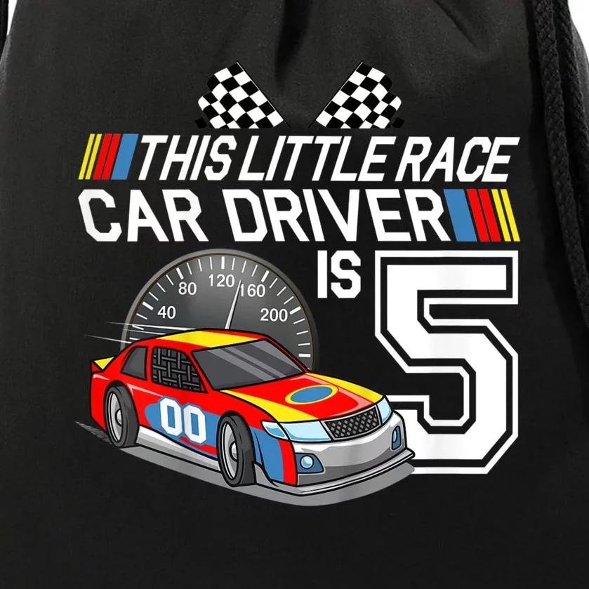 Kids 5 Year Old Race Car Birthday 5th Stock Car Racing Party Drawstring Bag