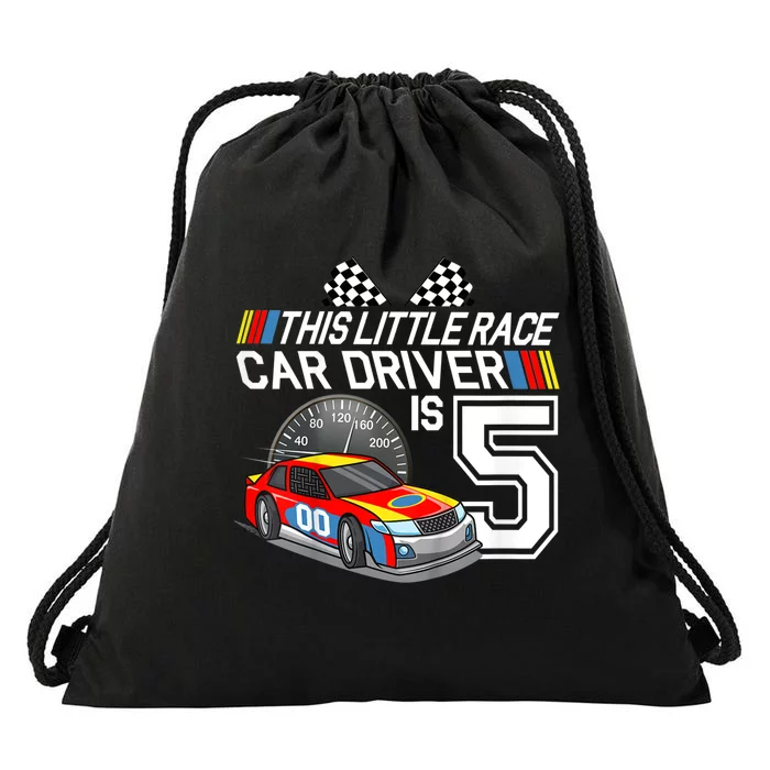 Kids 5 Year Old Race Car Birthday 5th Stock Car Racing Party Drawstring Bag