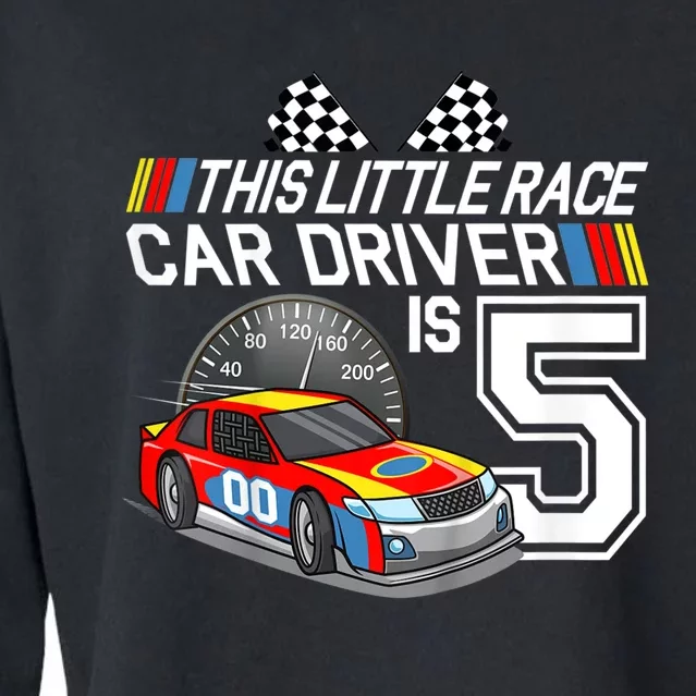 Kids 5 Year Old Race Car Birthday 5th Stock Car Racing Party Cropped Pullover Crew