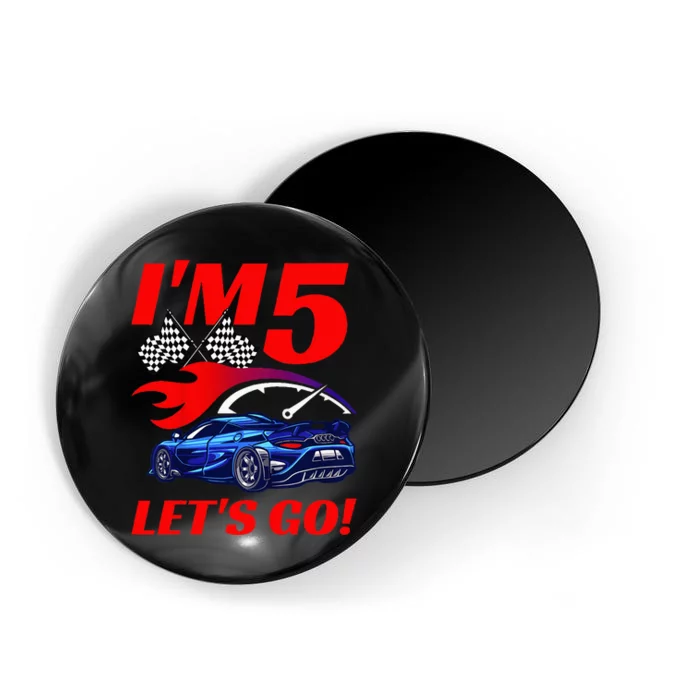 Kids 5 Year Old 5th Racing Racecar Birthday Party Magnet