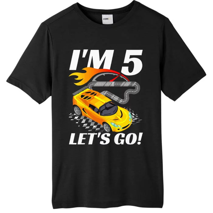 Kids 5 Year Old 5th Racing Racecar Birthday Party ChromaSoft Performance T-Shirt