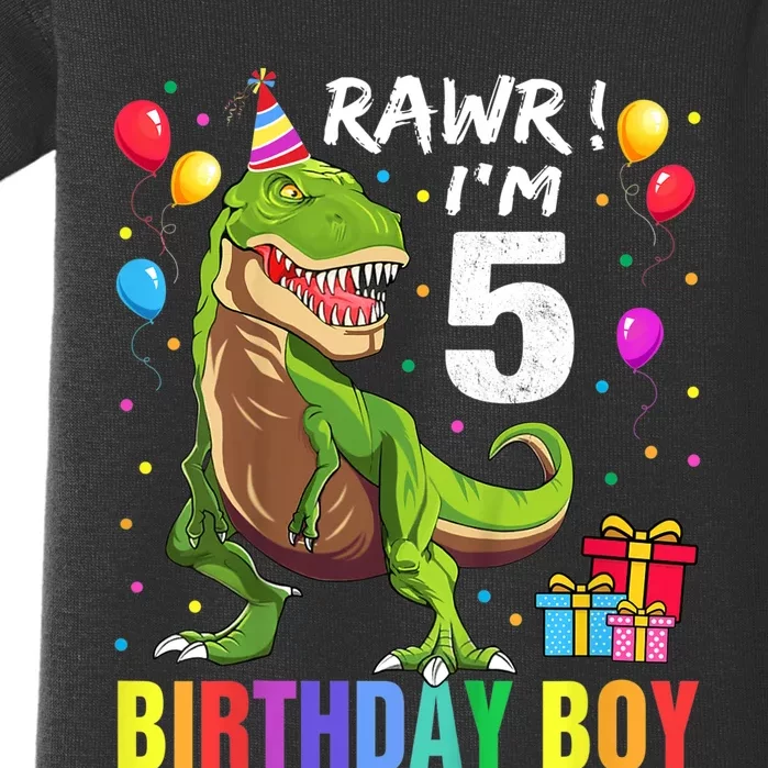 K.i.d.s 5 Year Old Shirt 5th Birthday Boy T Rex Dinosaur Shirt Baby Bodysuit