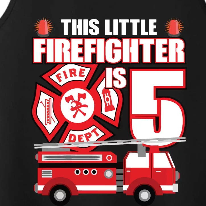 Kids 5 Year Old Firefighter Birthday Party Fire Truck 5th Gift Performance Tank