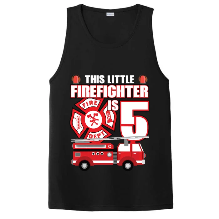 Kids 5 Year Old Firefighter Birthday Party Fire Truck 5th Gift Performance Tank