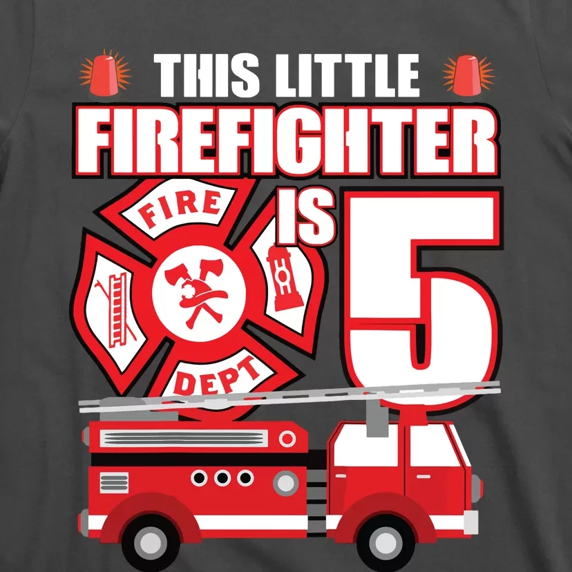 Kids 5 Year Old Firefighter Birthday Party Fire Truck 5th Gift T-Shirt