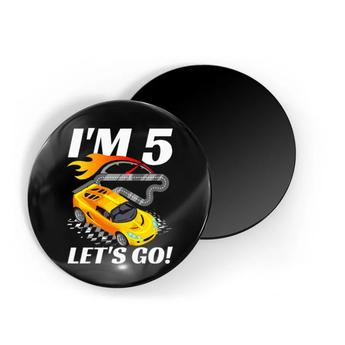 Kids 5 Year Old 5th Racing Racecar Birthday Party Magnet