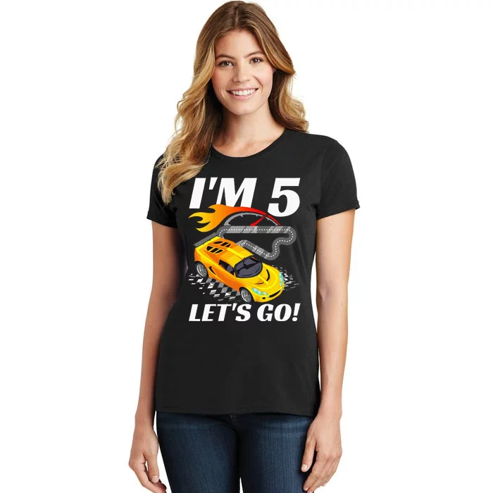 Kids 5 Year Old 5th Racing Racecar Birthday Party Women's T-Shirt