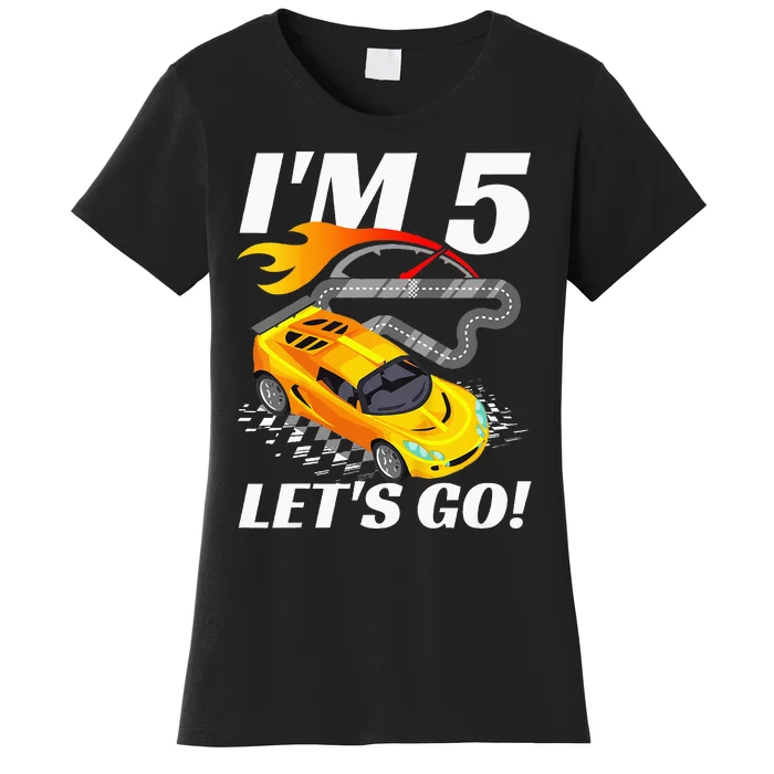 Kids 5 Year Old 5th Racing Racecar Birthday Party Women's T-Shirt