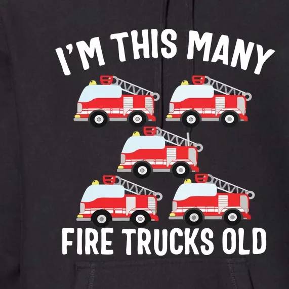 Kids 5 Year Old Firefighter Birthday Party Fire Truck 5th Gift Premium Hoodie