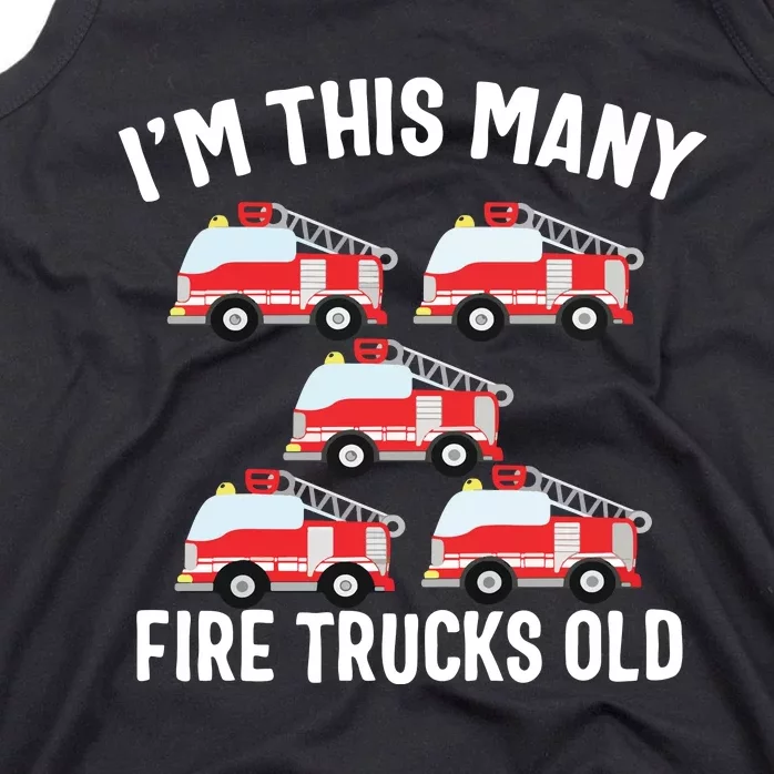 Kids 5 Year Old Firefighter Birthday Party Fire Truck 5th Gift Tank Top