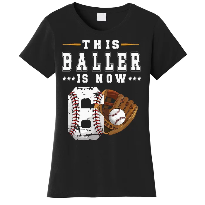 Kids 6th Birthday Baseball Boy Six Year Old Baseball Player Women's T-Shirt