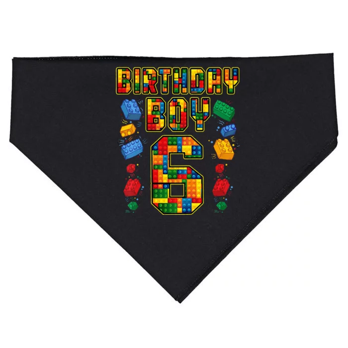 Kids 6th Birthday Master Builder 6 Years Old Block Building USA-Made Doggie Bandana