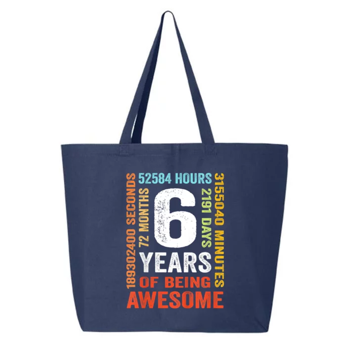 Kids 6th Birthday 6 Years Old Vintage Retro 72 Months 25L Jumbo Tote