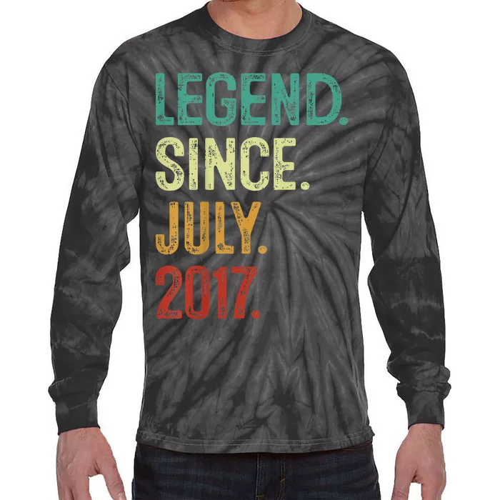 Kids 6 Years Old Legend Since July 2017 6th Birthday Tie-Dye Long Sleeve Shirt