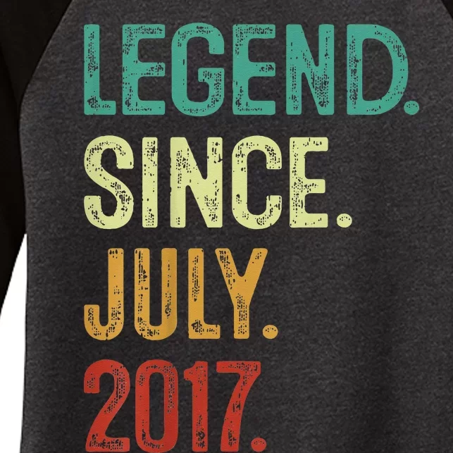 Kids 6 Years Old Legend Since July 2017 6th Birthday Women's Tri-Blend 3/4-Sleeve Raglan Shirt