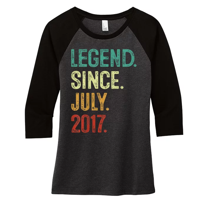 Kids 6 Years Old Legend Since July 2017 6th Birthday Women's Tri-Blend 3/4-Sleeve Raglan Shirt