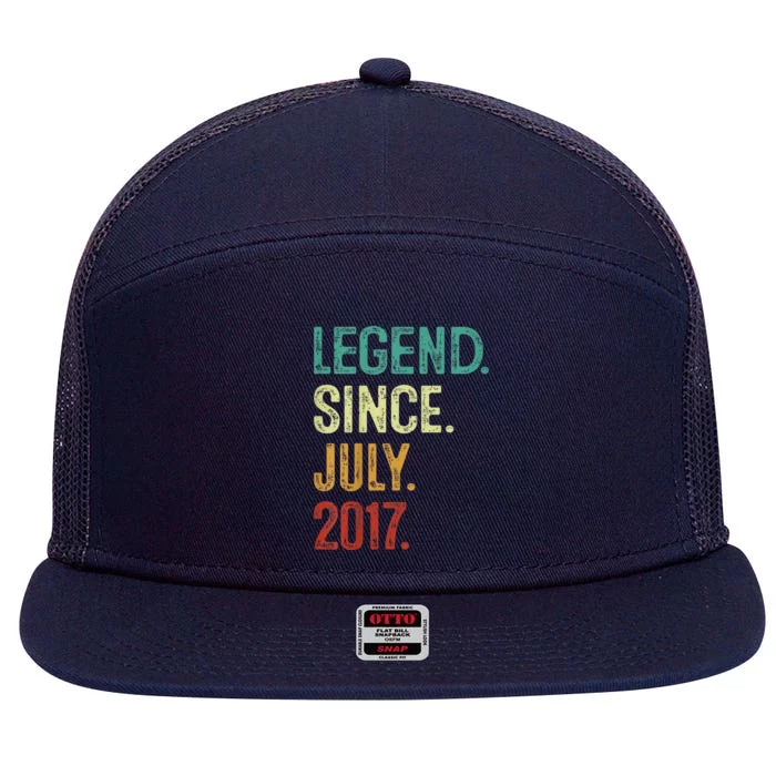 Kids 6 Years Old Legend Since July 2017 6th Birthday 7 Panel Mesh Trucker Snapback Hat