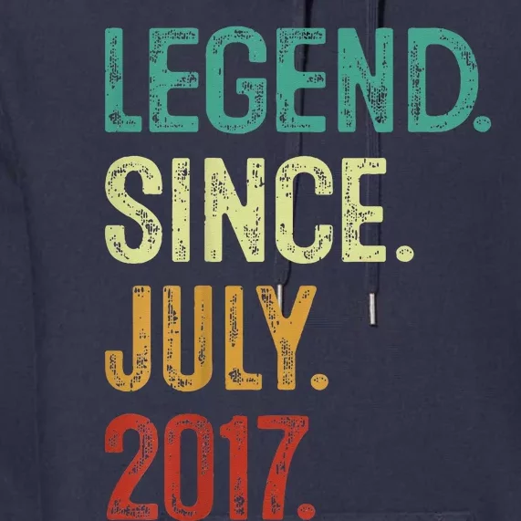 Kids 6 Years Old Legend Since July 2017 6th Birthday Premium Hoodie