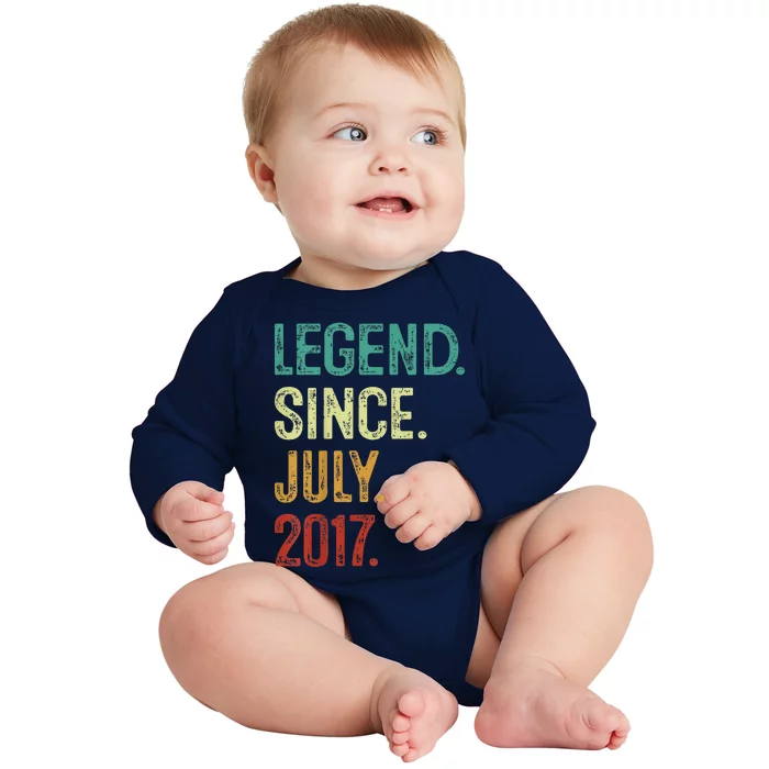 Kids 6 Years Old Legend Since July 2017 6th Birthday Baby Long Sleeve Bodysuit