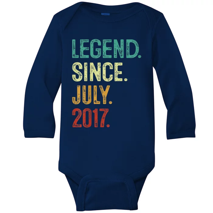 Kids 6 Years Old Legend Since July 2017 6th Birthday Baby Long Sleeve Bodysuit