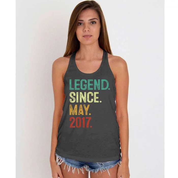 kid 6 Years Old Legend Since May 2017 6th Birthday Women's Knotted Racerback Tank