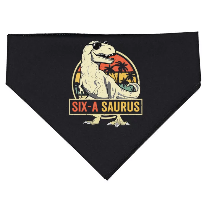 Kids 6 Year Old Dinosaur Birthday 6th T Rex Dino Six Saurus USA-Made Doggie Bandana