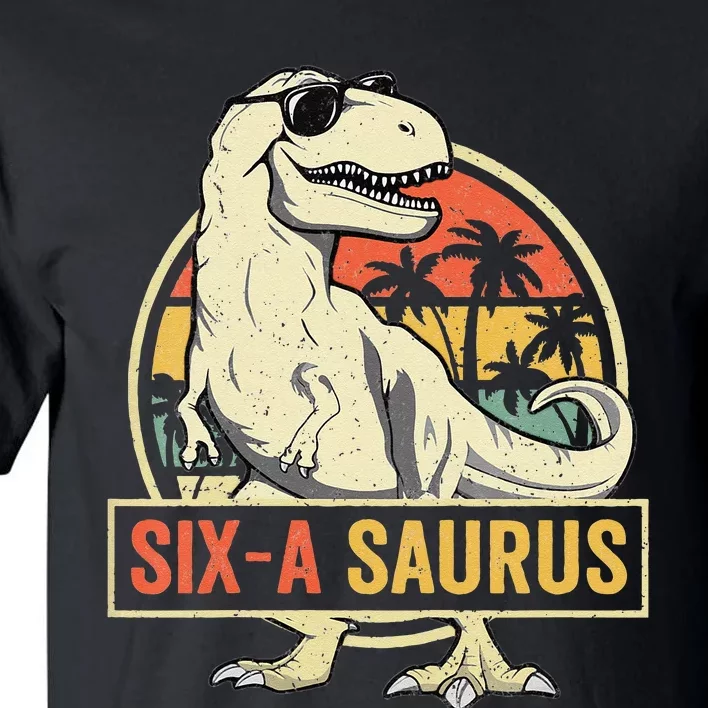 Kids 6 Year Old Dinosaur Birthday 6th T Rex Dino Six Saurus Tall T-Shirt