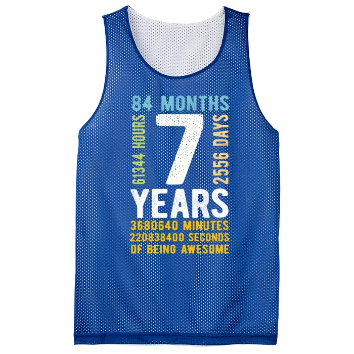 7th Birthday Gift 7 Years Old Vintage Retro 84 Months Mesh Reversible Basketball Jersey Tank