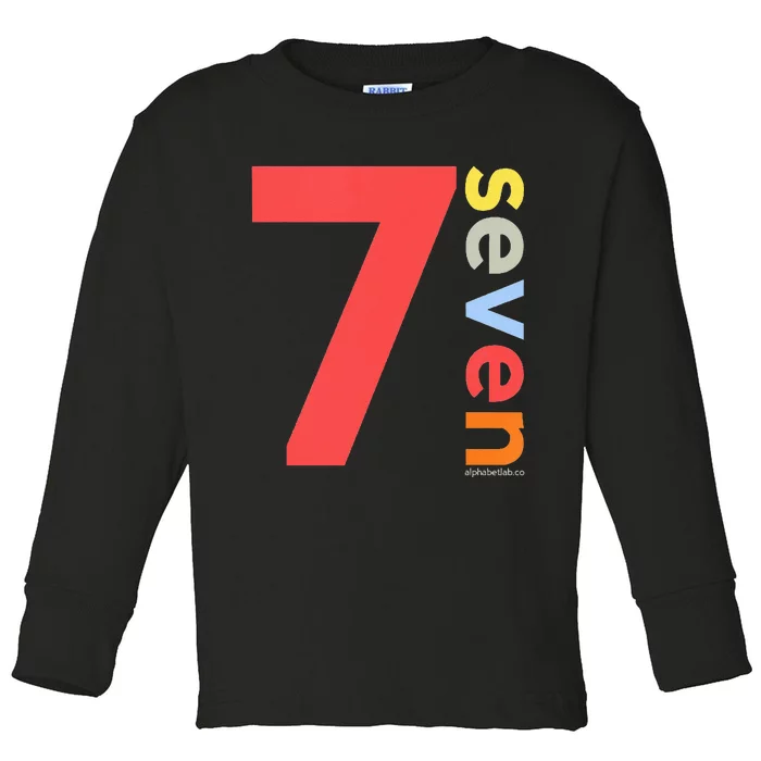 Kids 7th Birthday Boy 7 Year Old Seven Party Age 7 Ideas Toddler Long Sleeve Shirt