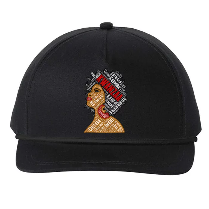 Kwanzaa 7 Principles Afro Black Woman Snapback Five-Panel Rope Hat