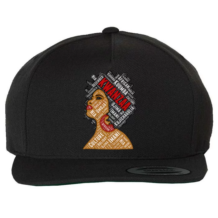 Kwanzaa 7 Principles Afro Black Woman Wool Snapback Cap