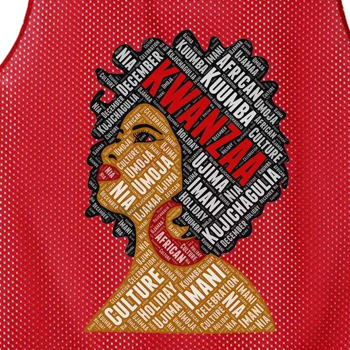 Kwanzaa 7 Principles Afro Black Woman Mesh Reversible Basketball Jersey Tank