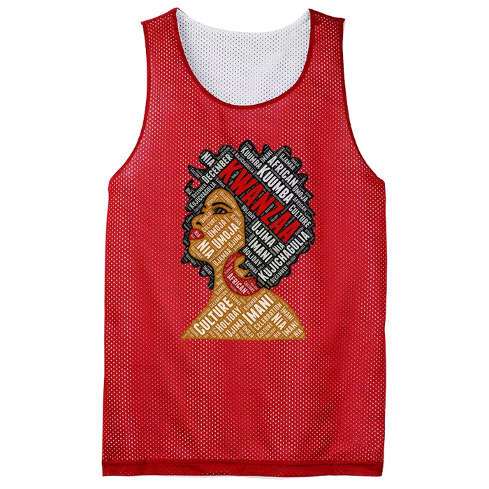 Kwanzaa 7 Principles Afro Black Woman Mesh Reversible Basketball Jersey Tank