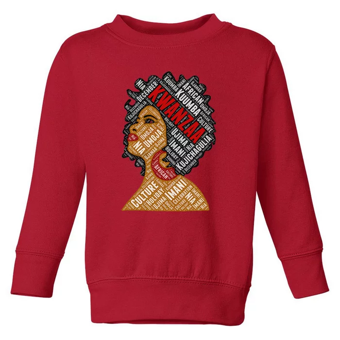 Kwanzaa 7 Principles Afro Black Woman Toddler Sweatshirt