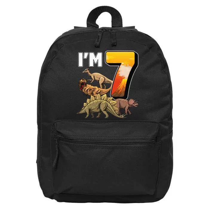 Kids 7 Year Old Dinosaurs Birthday 7th Party Paleontologist 16 in Basic Backpack