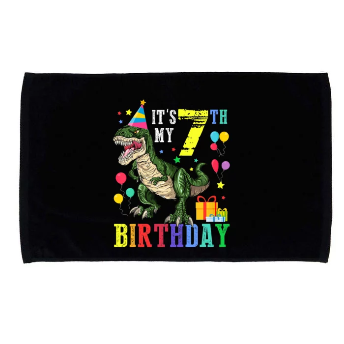 Kid 7 Year Old 7th Birthday Boy T Rex Dinosaur Gift Microfiber Hand Towel